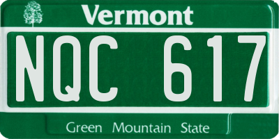 VT license plate NQC617