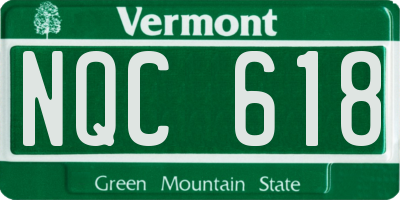 VT license plate NQC618