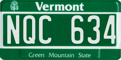VT license plate NQC634