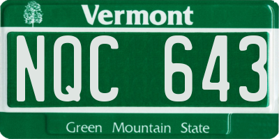 VT license plate NQC643