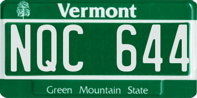 VT license plate NQC644