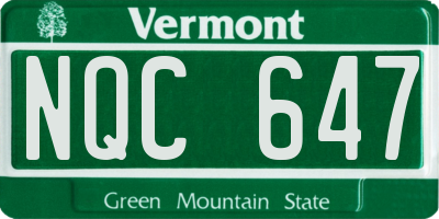 VT license plate NQC647