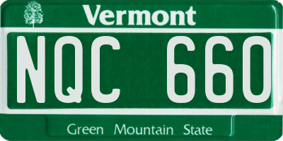 VT license plate NQC660