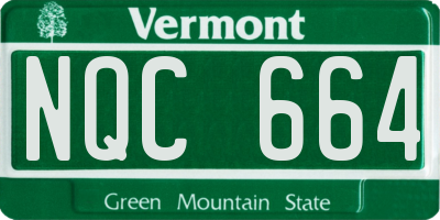 VT license plate NQC664