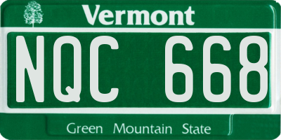 VT license plate NQC668