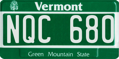 VT license plate NQC680