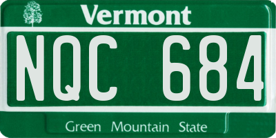 VT license plate NQC684
