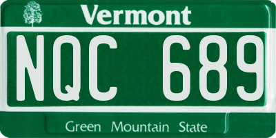 VT license plate NQC689
