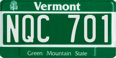 VT license plate NQC701