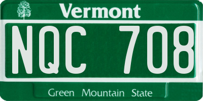 VT license plate NQC708