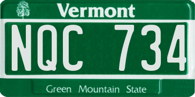 VT license plate NQC734
