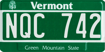 VT license plate NQC742