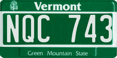 VT license plate NQC743