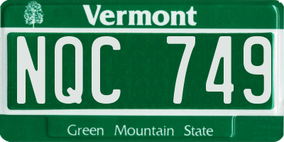 VT license plate NQC749