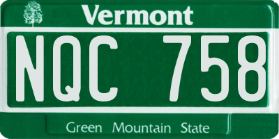 VT license plate NQC758