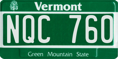 VT license plate NQC760
