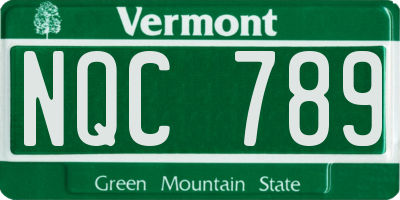 VT license plate NQC789