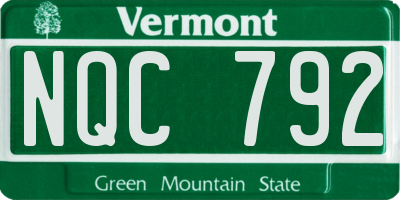 VT license plate NQC792