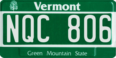 VT license plate NQC806