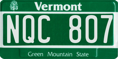 VT license plate NQC807