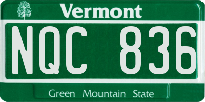 VT license plate NQC836