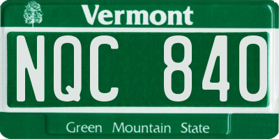 VT license plate NQC840