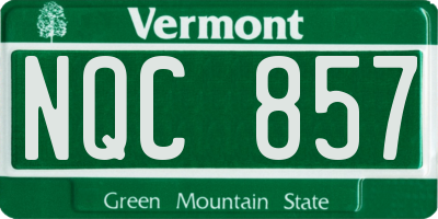 VT license plate NQC857