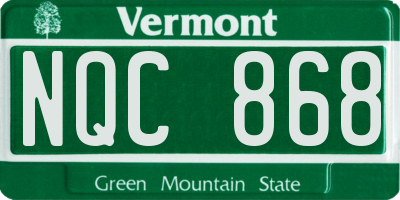 VT license plate NQC868