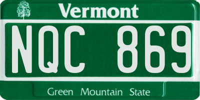 VT license plate NQC869