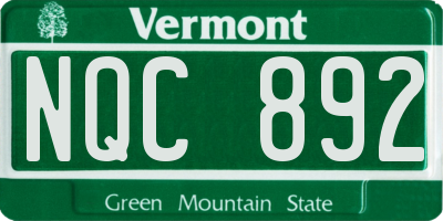 VT license plate NQC892