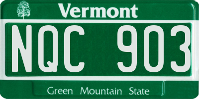VT license plate NQC903