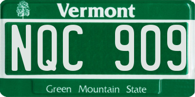 VT license plate NQC909