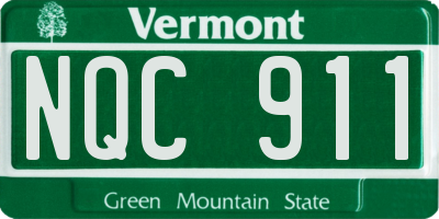 VT license plate NQC911