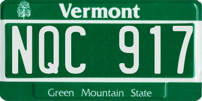 VT license plate NQC917