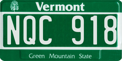 VT license plate NQC918