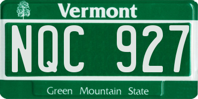 VT license plate NQC927