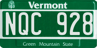 VT license plate NQC928