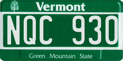 VT license plate NQC930