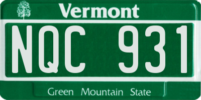 VT license plate NQC931