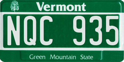 VT license plate NQC935