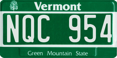 VT license plate NQC954