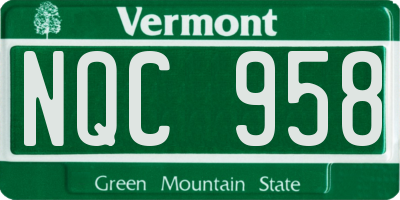 VT license plate NQC958