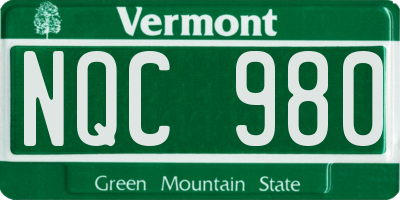 VT license plate NQC980