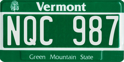 VT license plate NQC987