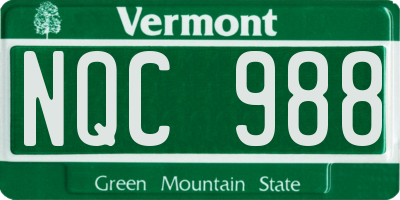 VT license plate NQC988