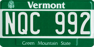 VT license plate NQC992