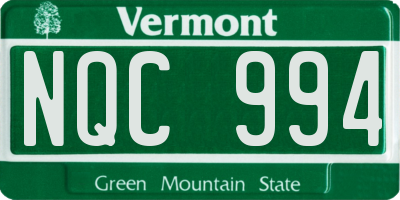 VT license plate NQC994