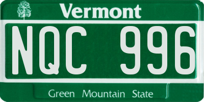 VT license plate NQC996