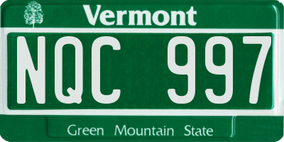 VT license plate NQC997