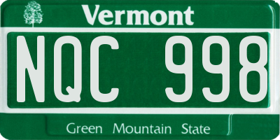 VT license plate NQC998